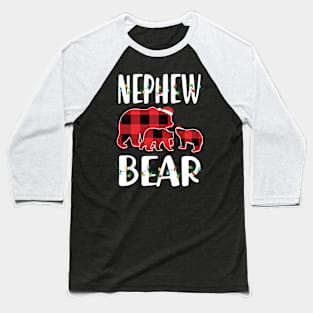 Nephew Bear Red Plaid Christmas Pajama Matching Family Gift Baseball T-Shirt